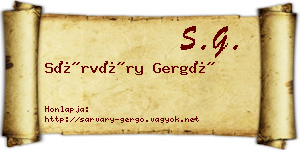 Sárváry Gergő névjegykártya